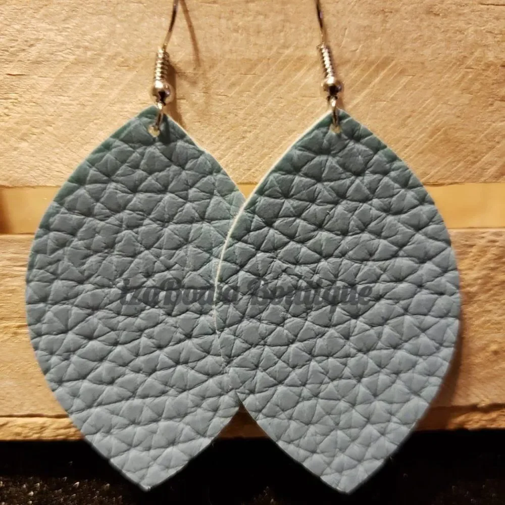 Baby Blue Teardrop Faux Leather Earrings  ER1710  Handmade NWT Boutique